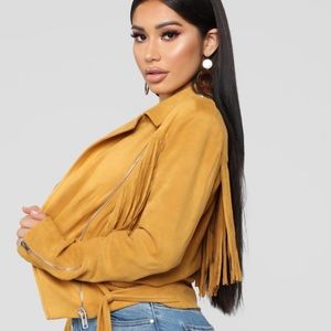 Faux suede fringe jacket